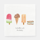 Waterverf Ice Cream & Popsicles Verjaardagsfeest Servet (Voorkant)