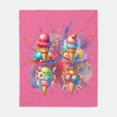 Waterverf Ice Cream Print – Kleurrijk zomerse dess Fleece Deken (Voorkant)