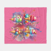 Waterverf Ice Cream Print – Kleurrijk zomerse dess Fleece Deken (Voorkant (Horizontaal))