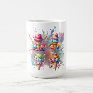 Waterverf Ice Cream Print – Kleurrijk zomerse dess Koffiemok