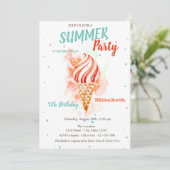 Waterverf Ice Cream Stars Verjaardagsfeest Kaart (Staand voorkant)