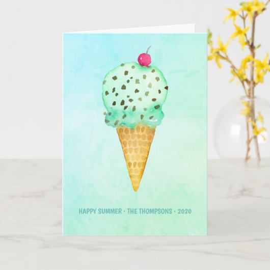 Waterverf Ice Cream Summer Greep Kaart (Gele Bloem)