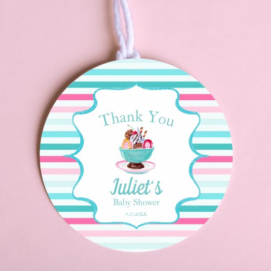 Waterverf Ice Cream Sundae Baby shower Dank u Bedankjes Labels