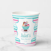 Waterverf Ice Cream Sundae Baby shower Papieren Bekers (Achterkant)
