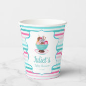 Waterverf Ice Cream Sundae Baby shower Papieren Bekers (Voorkant)