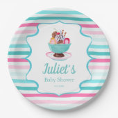 Waterverf Ice Cream Sundae Baby shower Papieren Bordje (Voorkant)