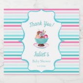 Waterverf Ice Cream Sundae Baby shower Sparkling Wijnetiket (Enkel label)