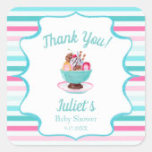Waterverf Ice Cream Sundae Baby shower Vierkante Sticker (Voorkant)