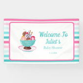 Waterverf Ice Cream Sundae Baby shower Welkom Spandoek (Horizontaal)