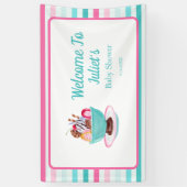 Waterverf Ice Cream Sundae Baby shower Welkom Spandoek (Verticaal)