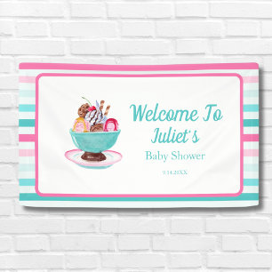 Waterverf Ice Cream Sundae Baby shower Welkom Spandoek