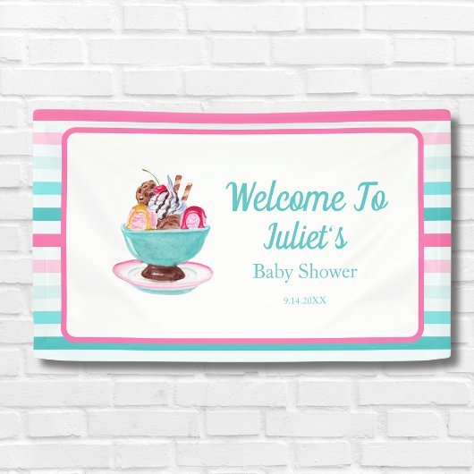 Waterverf Ice Cream Sundae Baby shower Welkom Spandoek