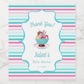 Waterverf Ice Cream Sundae Baby shower Wijn Etiket (Enkel label)