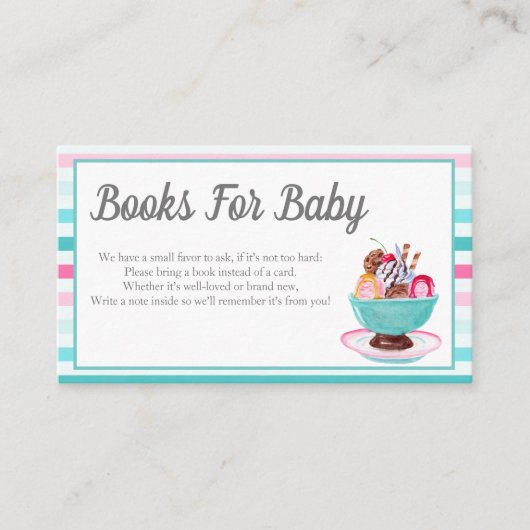 Waterverf Ice Cream Sundae boeken voor Baby Informatiekaartje (Voorkant)