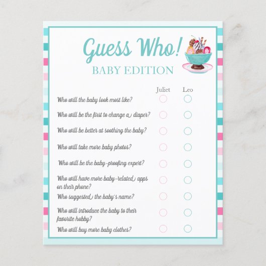 Waterverf Ice Cream Sundae Raad wie Baby Flyer (Voorkant)