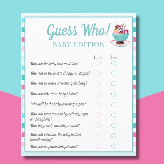 Waterverf Ice Cream Sundae Raad wie Baby Flyer