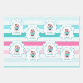 Waterverf Ice Cream Sundae Verjaardag Inpakpapier Vel (Voorkant)