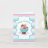 Waterverf Ice Cream Sundae Verjaardag Kaart (Voorkant)