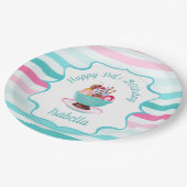 Waterverf Ice Cream Sundae Verjaardag Papieren Bordje (Gekanteld)