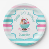 Waterverf Ice Cream Sundae Verjaardag Papieren Bordje (Voorkant)