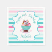 Waterverf Ice Cream Sundae Verjaardag Servet (Voorkant)