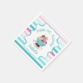 Waterverf Ice Cream Sundae Verjaardag Servet (Hoek)