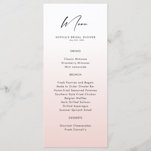 Waterverf Ice Cream Vrijgezellenfeest Menu (Voorkant)