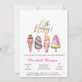 Waterverf Ice creams Oh Baby Summer Baby shower Kaart (Voorkant)