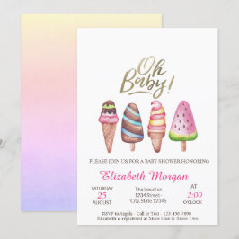 Waterverf Ice creams Oh Baby Summer Baby shower Kaart