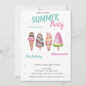 Waterverf Ice creams Summer Birthday Party Kaart (Voorkant)
