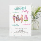 Waterverf Ice creams Summer Birthday Party Kaart (Staand voorkant)