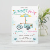 Waterverf Ice crème Bike Stars Birthday Kaart (Staand voorkant)