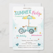 Waterverf Ice crème Bike Stars Birthday Kaart (Voorkant)