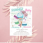 Waterverf Ice crème Macaroons Summer Birthday Kaart