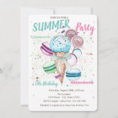 Waterverf Ice crème Macaroons Summer Birthday Kaart (Voorkant)