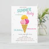 Waterverf Ice crème Stars Summer Birthday Kaart (Staand voorkant)