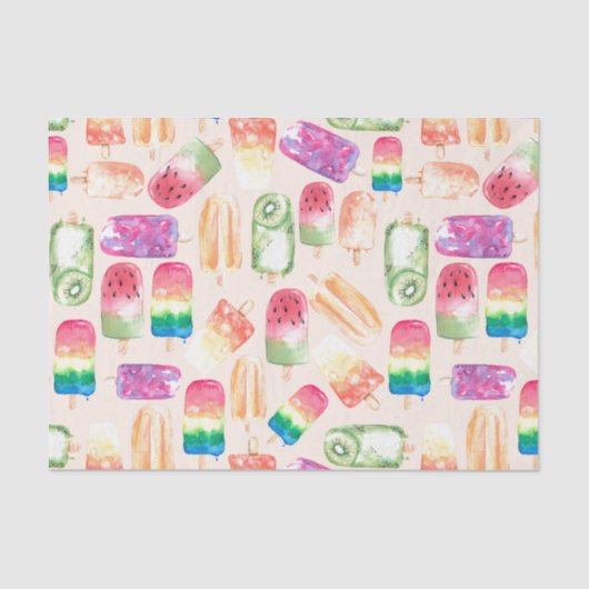 Waterverf Ice-crèmekoraal Tissuepapier (Voorkant)