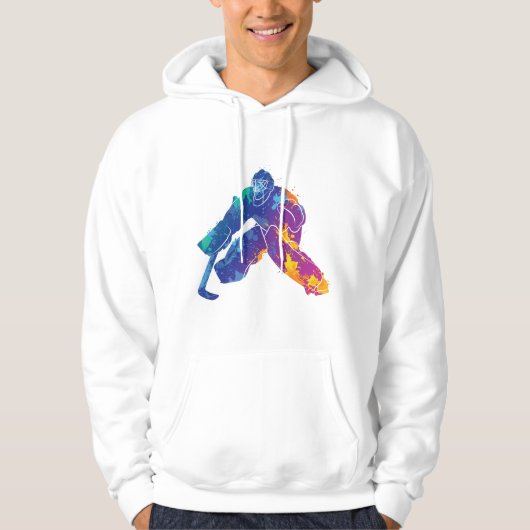 Waterverf Ice Hockey Goalie Hoodie (Voorkant)