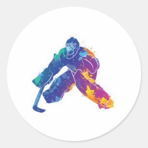 Waterverf Ice Hockey Goalie Ronde Sticker