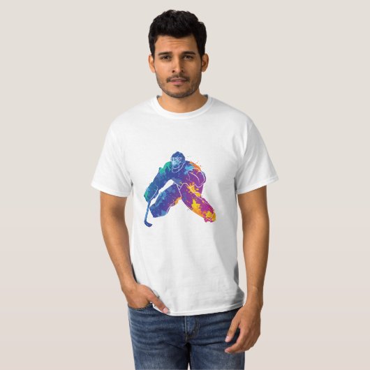 Waterverf Ice Hockey Goalie T-shirt (Voorkant volledig)