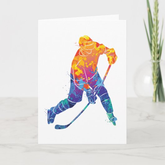 Waterverf Ice Hockey Kaart (Voorkant)