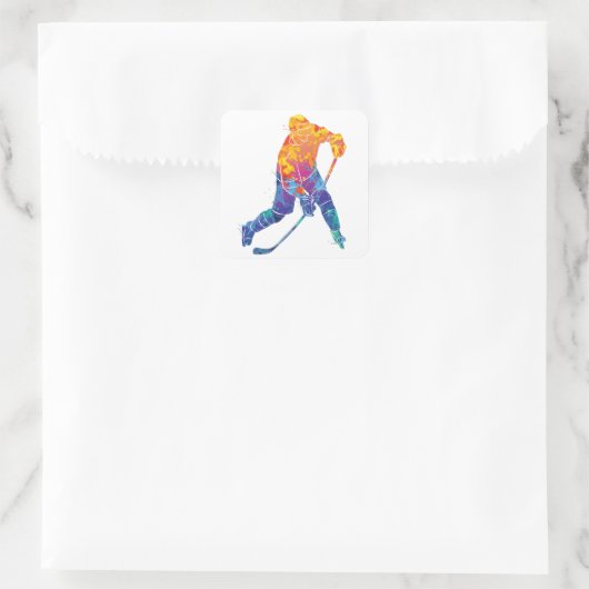 Waterverf Ice Hockey Vierkante Sticker (Tas)