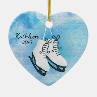 Waterverf Ice-Schaatsen - Gepersonaliseerd kerstfe Keramisch Ornament