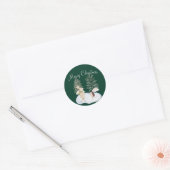 Waterverf Ice Skating Forest Animals op Green Ronde Sticker (Envelop)