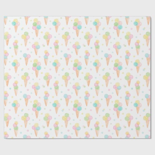 Waterverf Icecream kegels in pastelkleuren Cadeaupapier (Vlak)