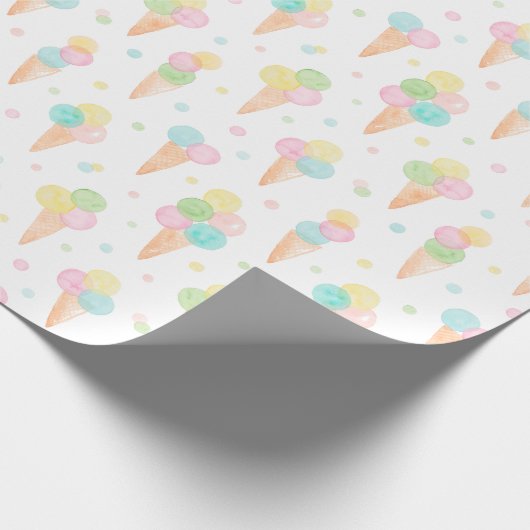 Waterverf Icecream kegels in pastelkleuren Cadeaupapier (Hoek)