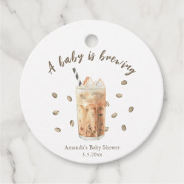 Waterverf Iced Coffee Brewing Baby shower Bedankjes Labels