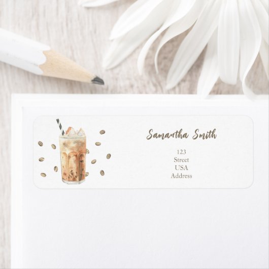 Waterverf Iced Coffee Brewing Baby shower Etiket (Insitu)