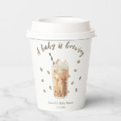 Waterverf Iced Coffee Brewing Baby shower Papieren Bekers (Achterkant)