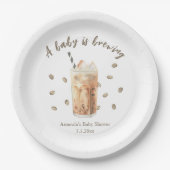 Waterverf Iced Coffee Brewing Baby shower Papieren Bordje (Voorkant)